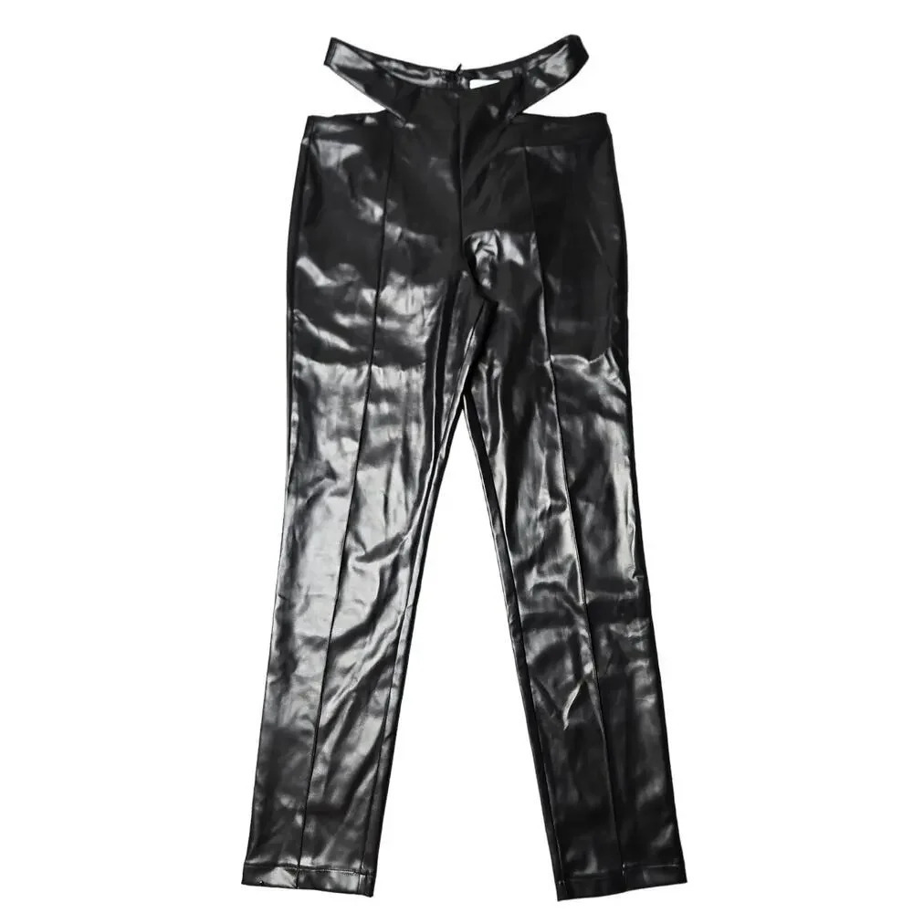 Superdown Black Faux Leather Sia Cutout Pants - Picture 2 of 6